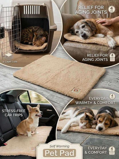 Self-Heating Thermal Pet Mat with Washable Anti-Slip Cover