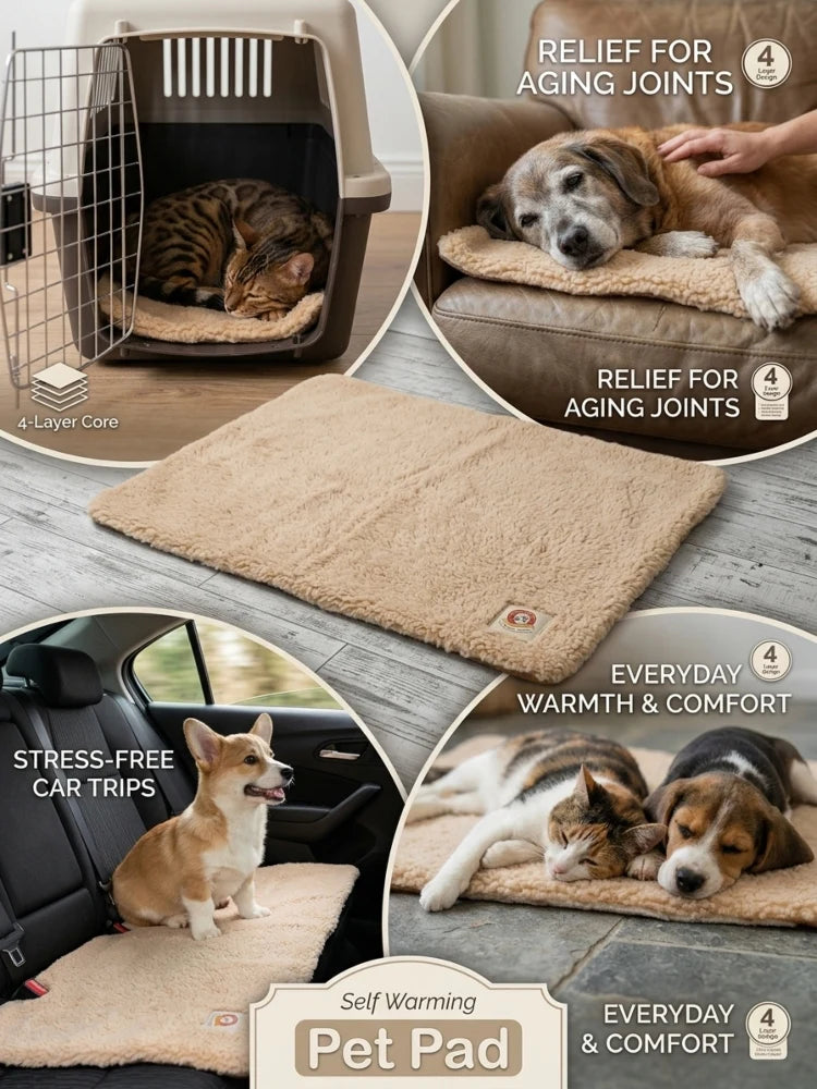 Self-Heating Thermal Pet Mat with Washable Anti-Slip Cover