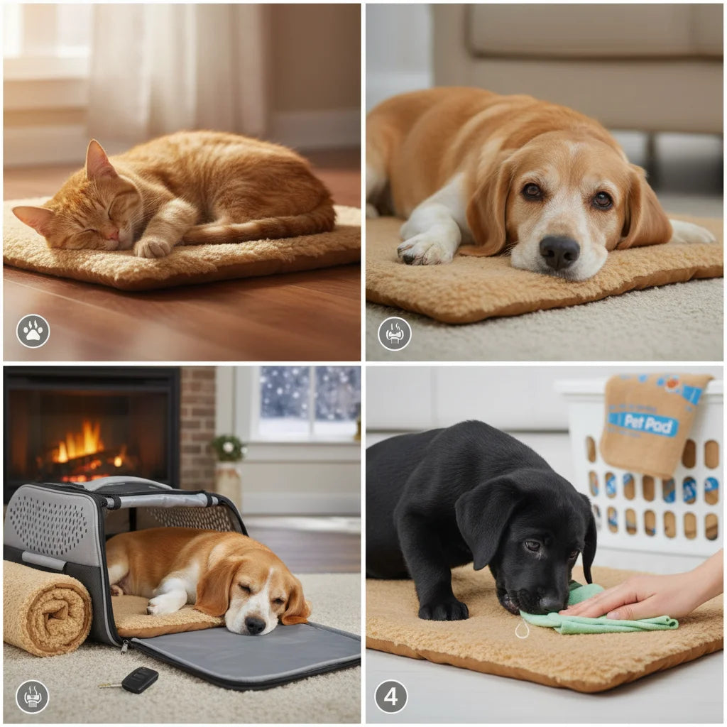 Self-Heating Thermal Pet Mat with Washable Anti-Slip Cover