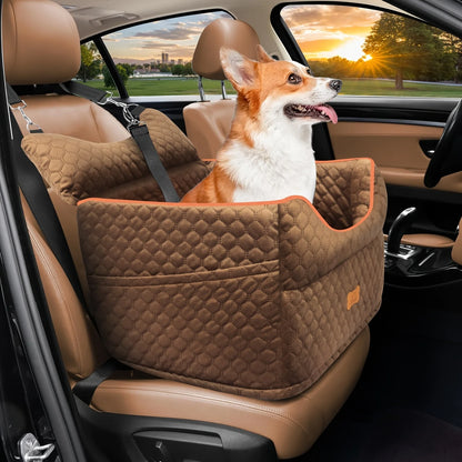 Dog Car Seat - Dog Booster Seats for Small Dogs Up to 25lbs-Elevated Pet Car Seat with Storage Pockets and Dogs Seat Belt-Pet Travel Bed for Front & Back Seats-Removable Washable-Black