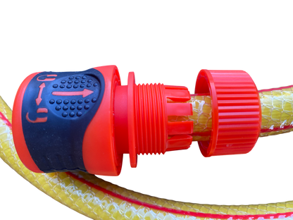 Premium Garden Hose Yellow with Orange Lock Connectors for Garden Irrigation Kit