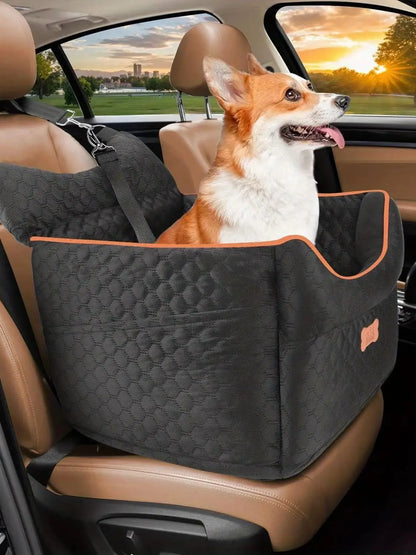 Dog Car Seat - Dog Booster Seats for Small Dogs Up to 25lbs-Elevated Pet Car Seat with Storage Pockets and Dogs Seat Belt-Pet Travel Bed for Front & Back Seats-Removable Washable-Black