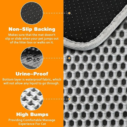 Cat Litter Mat Heavy Duty Waterproof 2 Layer Non Slip Washable Pet Floor Protector Litter Box Sand Stopper Pet Product