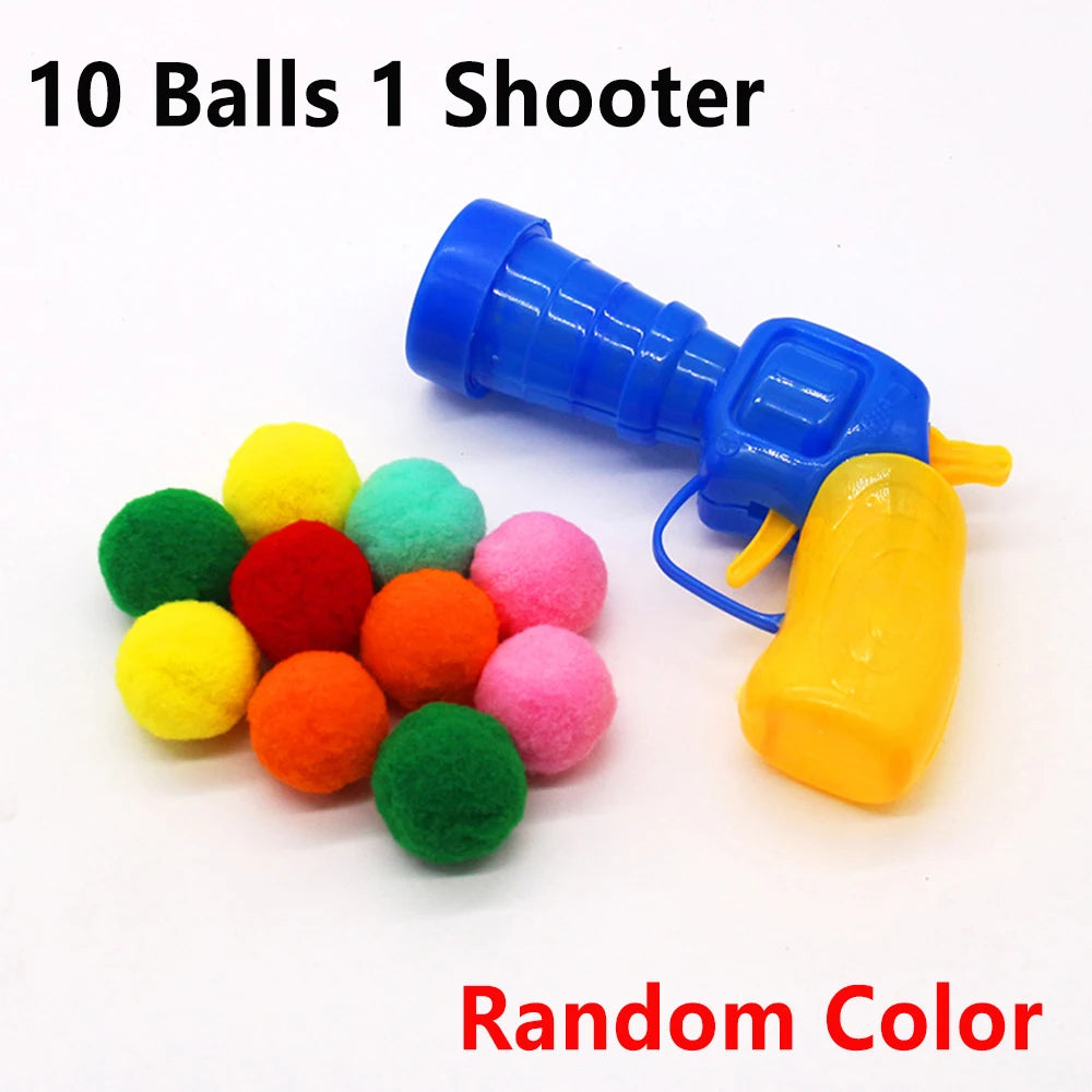 10-100pcs Cat Plush Ball Launcher Funny Cat Toys Interactive Launch Training Toy For Pet Kitten Creative Mini Shooting Games