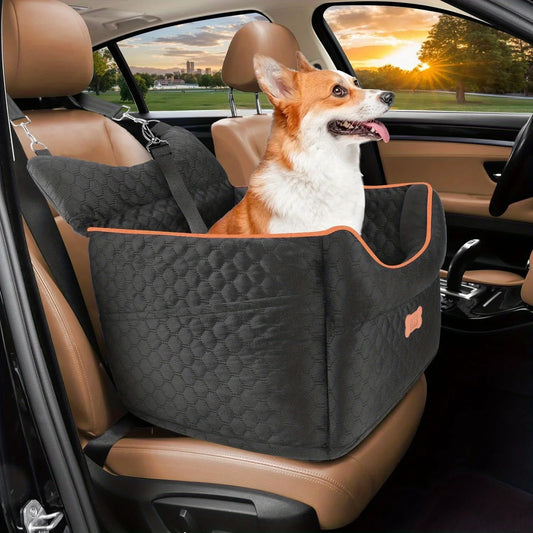 Dog Car Seat - Dog Booster Seats for Small Dogs Up to 25lbs-Elevated Pet Car Seat with Storage Pockets and Dogs Seat Belt-Pet Travel Bed for Front & Back Seats-Removable Washable-Black