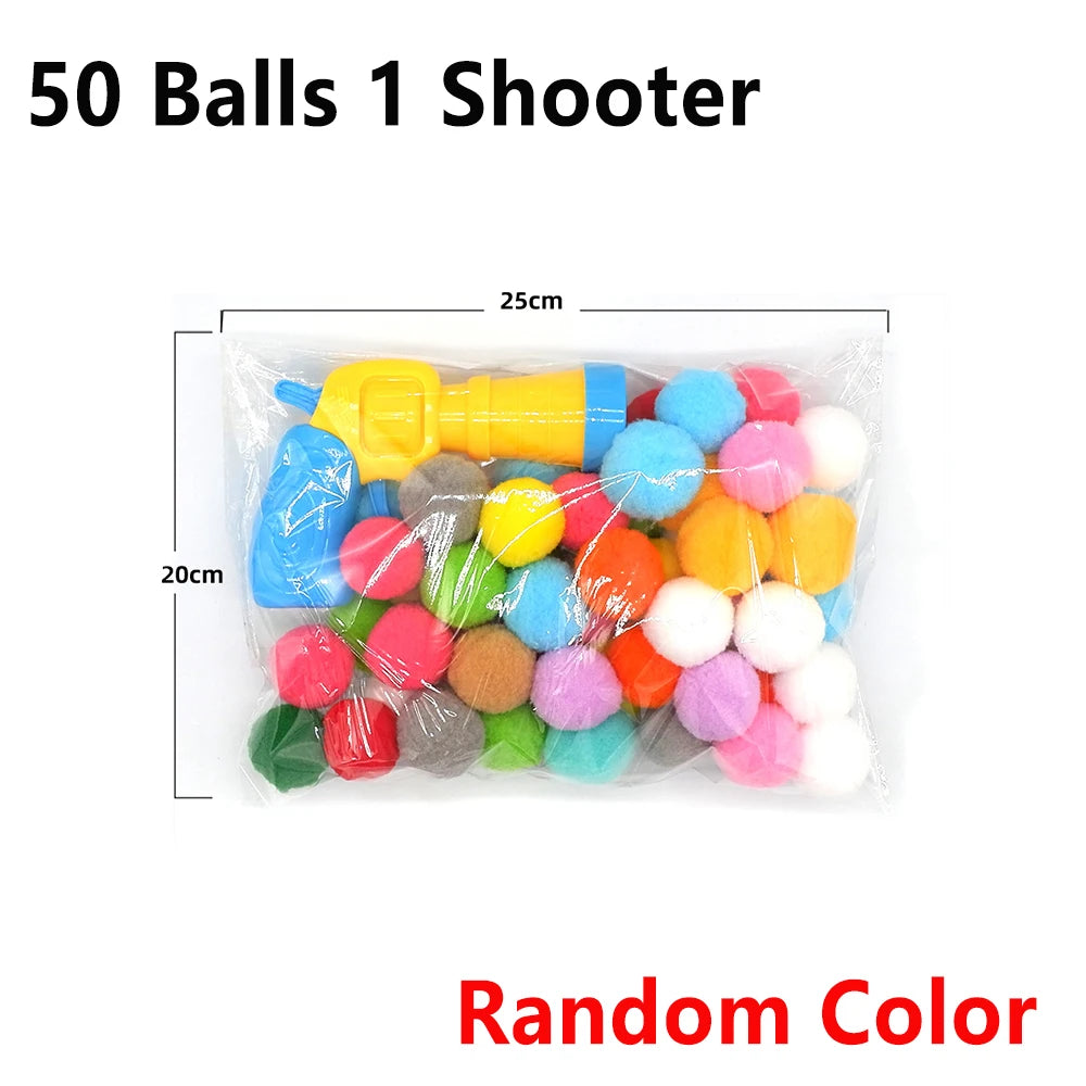 10-100pcs Cat Plush Ball Launcher Funny Cat Toys Interactive Launch Training Toy For Pet Kitten Creative Mini Shooting Games