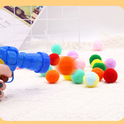 10-100pcs Cat Plush Ball Launcher Funny Cat Toys Interactive Launch Training Toy For Pet Kitten Creative Mini Shooting Games